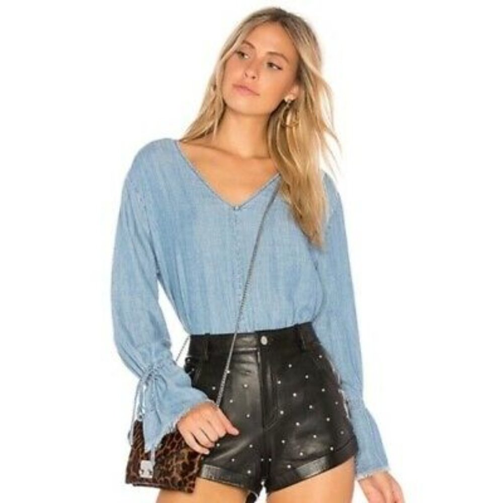 Rails Zimi Linen Blend Denim Chambray Top - image 5